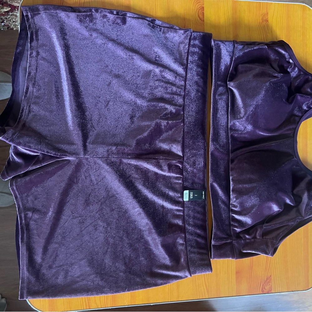 TORRID CURVE Matching Purple Velvet Bra Top & Boy Shorts | 2